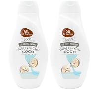 The Fruit Company Pack de 2 Geles de Ducha 600ml | Sandía, Melón, Moras o Fresa y Nata - Hidratante, Uso Diario, Sin Parabenos ni Sulfatos - Fragancia Duradera Vegano Todo Tipo de Piel (Coco)