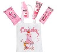 The Fruit Company Pack Regalo Fresa & Nata Candy con Bolsa de Tela - Colonia, Crema de Manos, Aceite Labial y Toallitas, Aroma Dulce Fresa Nata, Ideal para Regalar