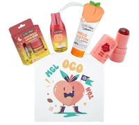 The Fruit Company Set Pack Regalo Melocotón | Blush Gelatina Labios y Mejillas + Bálsamo Labial Noche 12 ml + Eau de Toilette 40 ml + Loción Corporal Vitamina C + Tote Bag