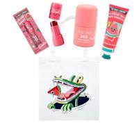 The Fruit Company Set Pack Regalo Sandía con Tote Bag - Aceite Labial + Blush Gelatina + Deo Roll-On Soft Touch + Crema de Manos 50 ml - Set Belleza y Cuidado Frutal