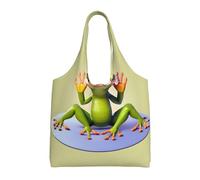 The Funny Frog doing Yoga - Bolsa de lona estampada para mujer, bolsa de hombro ligera
