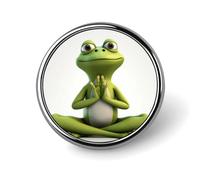 The Funny Frog Doing Yoga Lapel Pin Exquisite Brooches Personalized Buttons Badge Unique Metal Button Pin Round Badge Brooch Fashion Round Pins for Bag Clothes Brooch