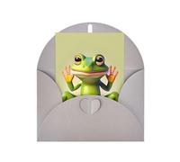 The Funny Frog Doing Yoga Tarjetas de felicitación en blanco, tarjetas de agradecimiento y sobres, 4 x 6 pulgadas, y boda, baby shower, fiesta.