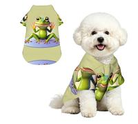 The funny frog doing yoga XL Pet Hawaiian Shirt for Small Dogs-Cute Summer Beach Outfit for Puppy, Soft Breathable Cat Clothes with Buttons