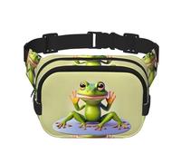 The Funny Frog Making Yoga Fitness - Bolsa de hombro de viaje moderna e informal, riñonera cuadrada de doble capa, color negro, talla única, Negro, One Size