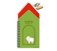 The Funny Mind Libro de tiza reutilizable con forma de cabaña de madera de la A a la Z del alfabeto pequeño inglés para preescolar, estudiantes tempranos y niños Montessori, pizarra de trazado, libro