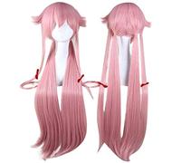 The Future Diary Yuno Gasai 80cm Long Pink Straight Women's Girl Heat Resistant Cosplay Costume Wig + Track + Cap