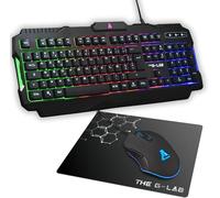 The G-Lab Combo Helium - Ensemble Gaming 4 en 1 - Clavier Gamer AZERTY Rétroéclairé, Souris Gamer 3200 dpi, Écouteurs Intra-Auriculaires, Tapis de Souris - Pack Gamer PC PS4 PS5 Xbox One/Series X