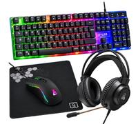 The G-Lab Combo Neon - Pack Gaming 4 en 1 Teclado Ratón Cascos QWERTY ES | Teclado Gaming + Ratón + Auriculares Gaming + Alfombrilla, Setup Completo, Compatible PC/PS4/PS5/Xbox
