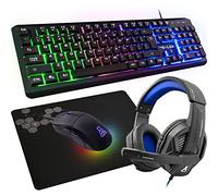 THE G-LAB Combo Selenium - Juego de Juegos 4 en 1 - Teclado Gamer AZERTY retroiluminado, ratón Gamer 3200 dpi, Micro Auriculares Gaming, Alfombrilla de ratón - Pack Gamer PC PS4/PS5 Xbox One/Series X