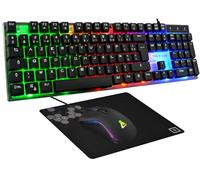 THE G-LAB - Combo Ytrium - Pack Gaming Azerty RGB, Teclado Gamer 105 Teclas y 19 Teclas antighosting - Ratón Gamer 2400 dpi - Alfombrilla de ratón para Juegos - Pc Ps4 Ps5 - New