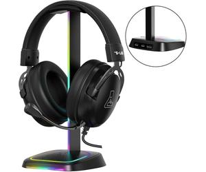 The G-Lab K-Stand Neon RGB HUB - Soporte Auriculares con Iluminación RGB - Soporte Cascos Gaming con HUB USB-A/USB-C y Botón ON/Off | Accesorio Gaming para PC PS5 Xbox Switch - Regalo Gamer | Nuevo