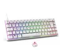The G-Lab - Keyz Titanium - Teclado mecanico español 65% QWERTY, USB - Teclado gaming con Switch rojo, RGB personalizable, anti-ghosting, macros programables - Para PC, PS4, PS5, Xbox - Nuevo (Blanco)