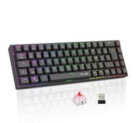 The G-Lab Keyz Titanium WL - Teclado Gamer inalámbrico mecánico 65% AZERTY | Inalámbrico, formato 65%, interruptor rojo mecánico, RGB 100% personalizable, macro programable, negro