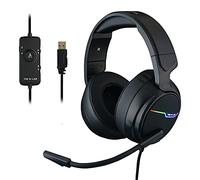 THE G-LAB Korp THALLIUM Auriculares Gaming - USB 7.1 Digital Surround, Micrófono con cancelación de ruido, LED RGB - Compatible con PC PS4, PS5, Negro