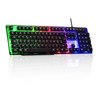 The G-Lab - Neon Keyz - Teclado Gaming con Cable USB, AZERTY, Retroiluminación LED Arcoíris - Teclas emi-mecánicas, Anti-Ghosting, 12 accesos directos Multimedia - PC/PS4/PS5/XBOX