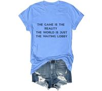 The Game is The Reality The World is Just The Waiting Lobby - Camiseta divertida unisex para amantes de los juegos sarcásticos, Azul (carolina blue), XXL