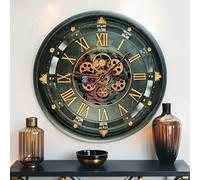 The Gears Clock - Reloj de pared de 26 pulgadas con engranajes móviles reales línea belga con cubierta de cristal (negro, 66 cm)
