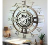 The Gears Clock - Reloj de pared de 36 pulgadas con engranaje móvil real, línea Inglaterra (beige desierto, 60 cm)