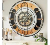 The Gears Clock - Reloj de pared de 36 pulgadas con engranaje móvil real, línea Suiza (negro, 90 cm)