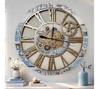 The Gears Clock - Reloj de pared de 36 pulgadas, diseño vintage industrial de gran tamaño rústico (verde aguamarina)