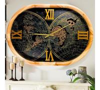 THE GEARS CLOCK Reloj de pared ovalado de 27 pulgadas, línea Portugal (madera y negro, 70 cm)