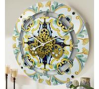 The Gears Clock - Reloj de pared redondo de la colección Italia, 61 cm, con engranajes móviles, línea italiana (Praiano)