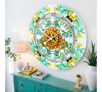 The Gears Clock - Reloj de pared redondo de la colección Italia, 61 cm, con engranajes móviles, línea italiana (Amalfi)