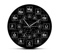 The Geeky Days Reloj de Pared de Cuarzo silencioso con Tabla periódica de los Elementos, símbolos químicos, decoración de Pared, para Aula, Regalo para Profesores de química