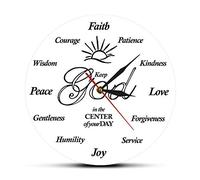 The Geeky Days Reloj de Pared Redondo con Cita inspiradora Put God First Cristiano, silencioso, sin tictac, Reloj de Pared religioso con Texto en inglés Jesús Biblica The God