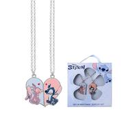 The Geeky Pop Disney Stitch & Angel - Set de 2 collares corazón - Collares mejores amigos - Joyería infantil Lilo & Stitch - Idea de regalo para niña