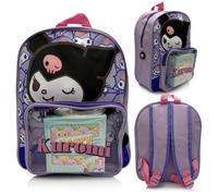 The Geeky Pop Hello Kitty & Kuromi Mochila infantil con bolsillo transparente - Bolsa de guardería para niñas ligera - Correas ajustables - Mochila escolar Kawaii para escuela, guardería y ocio