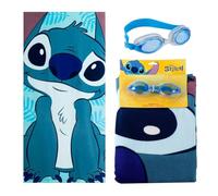 The Geeky Pop Juego de playa infantil de Stitch de Disney, toalla de playa de 70 x 140 cm, con gafas de natación, set de piscina y playa Stitch, accesorios de verano para niños