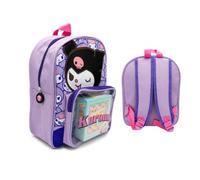 The Geeky Pop Mochila Hello Kitty & Kuromi para niños con bolsillo transparente - Bolsa infantil ligera - Correas ajustables - Bolsa escolar Kawaii para escuela, guardería y ocio, malva, PROMEDIO