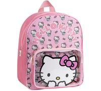 The Geeky Pop Mochila Hello Kitty Niña 31 cm - Mochila infantil rosa con bolsillo transparente, ligera y resistente, ideal para la escuela y el ocio
