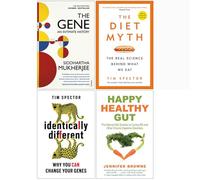 The Gene An Intimate History, The Diet Myth, Identically Different, Happy Healthy Gut 4 Books Collection Set