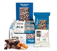 The GFB Dark Chocolate - Barras de proteína vegana sin gluten (12 unidades, 12 g de proteína vegetal, refrigerio nutritivo para viajar,