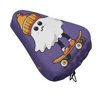The Ghost of Skateboards - Funda de asiento de bicicleta acolchada suave, cojín extra ancho para asiento de bicicleta para mujeres y hombres, cómodo, cojín impermeable de repuesto con cordón, apto