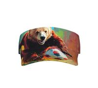 The Giant Bear is Playing Football Ajustable Hombres Mujeres Ligero Plegable Enfriamiento Vacío Visera Deportiva Sombrero Sombrero para Correr, Tenis, Golf Negro