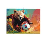 The Giant Bear is Playing Football - Tapete grande de microfibra para escurrir platos, reutilizable, lavable, para accesorios de cocina, 45,7 x 60,9 cm