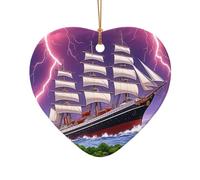 The Giant Wheel Under Lightning - Colgantes de cerámica en forma de corazón y estrella, adornos para árbol de Navidad, perfectos para decoración festiva