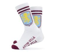 The Gift Scholars Calcetines blancos con licencia oficial de Aston Villa Crest para hombres y mujeres | Tamaño adulto Sport Villans Fan Merchandise, Escudo deportivo, 7-11