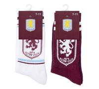 The Gift Scholars Calcetines blancos con licencia oficial de Aston Villa Crest para hombres y mujeres | Tamaño adulto Sport Villans Fan Merchandise, Twin Sport (blanco y clarete), 7-11