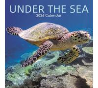 The Gifted Stationary - Calendario de pared cuadrado 2026, bajo el mar, calendario colgante de 16 meses con 180 calcomanías recordatorias, planificador mensual para el hogar o espacios creativos, 12 x