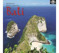 The Gifted Stationary - Calendario de pared cuadrado 2026, Bali, colección de pasaportes de 16 meses, calendario colgante con 180 calcomanías recordatorias, planificador mensual para el hogar o