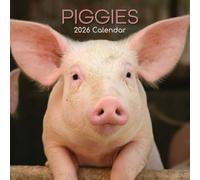 The Gifted Stationary - Calendario de pared cuadrado 2026, cerditos, calendario colgante con temática de animales de 16 meses con 180 calcomanías recordatorias, planificador mensual para el hogar o