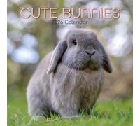 The Gifted Stationary - Calendario de pared cuadrado 2026, conejitos lindos, calendario colgante con temática de animales de 16 meses con 180 calcomanías recordatorias, planificador mensual para el