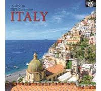 The Gifted Stationary - Calendario de pared cuadrado 2026, Italia, colección de pasaportes de 16 meses, calendario colgante con 180 calcomanías recordatorias, planificador mensual para el hogar o