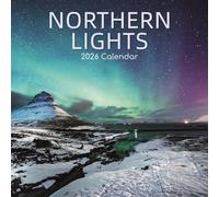 The Gifted Stationary - Calendario de pared cuadrado 2026, luces del norte, calendario colgante de 16 meses con 180 calcomanías recordatorias, planificador mensual para el hogar o espacios creativos