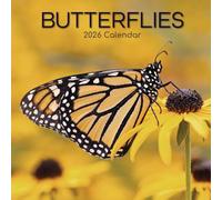 The Gifted Stationary - Calendario de pared cuadrado 2026, mariposas, calendario colgante con temática de animales de 16 meses con 180 calcomanías recordatorias, planificador mensual para el hogar o